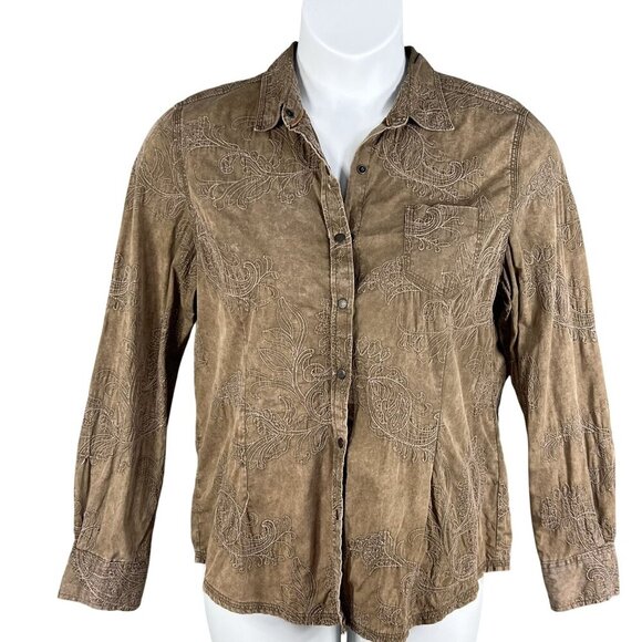 VTG Natural Reflections Womens L Embroidered Shacket Snap Up Long Sleeve Western - Picture 8 of 15